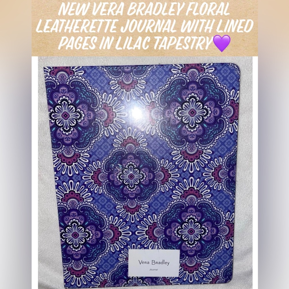 NEW Vera Bradley Floral Leatherette Journal With Lined Pages in Lilac Tapestry💜